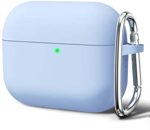 Oakxco Silicone Case for Airpods Pro 2nd Generation USB C 2023 2022 with Keychain, Thin Slim Soft TPU Skin Rubber Gel Cute Airpods Case Cover Aesthetic Accessories for Women Men, Light Blue