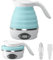 AUCOO - Hervidor de viaje plegable eléctrico portátil plegable para agua hirviendo, adecuado para 110 V y 220 V de doble voltaje, para té y café, 850 W pequeño mini tetera eléctrica de silicona sin