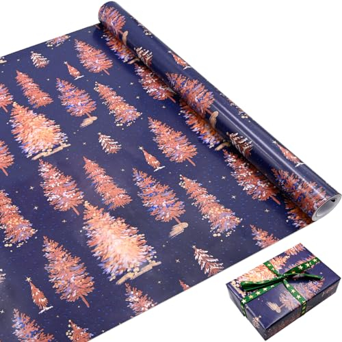 Rollenpaket Weihnachts Geschenkpapier, 43cm x 10m, Weihnachtsgeschenkpapierrolle, recycelbares Geschenkpapier für Weihnachtsgeschenke, Party Dekoration