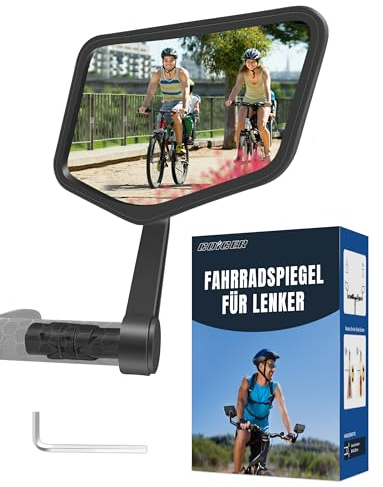 Fahrradspiegel für E-bike Rechts, 360°Drehbar Rückspiegel Fahrrad Spiegel Lenker mit Großem Spiegel, Fahrradzubehör E-bike Universal für Fahrrad, Mountainbike, Rennräder, E-Scooter