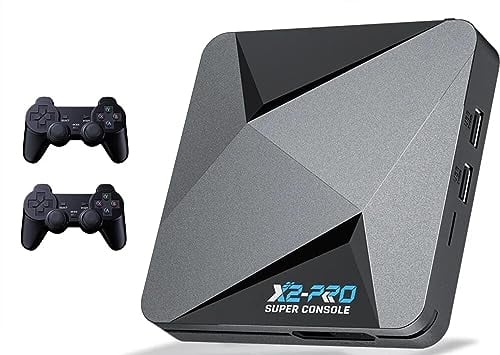 KINMRIS Consola de videojuegos retro 256 G Super Console X2 Pro con 60 + emuladores de juegos, 70000 videojuegos con dos gamepad para niños