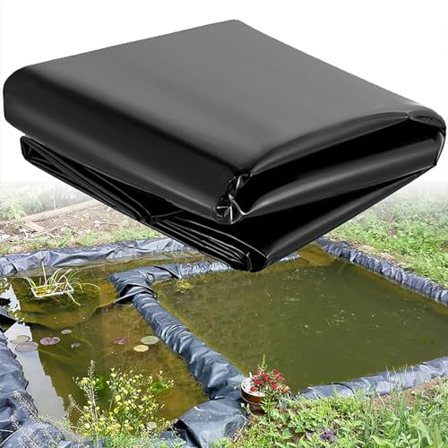 HSHBDDM Teichfolie, 0,12 mm dick, Schwarze HDPE-Teichfolie für Brunnen/Teiche/Fischteiche 7X9m Black
