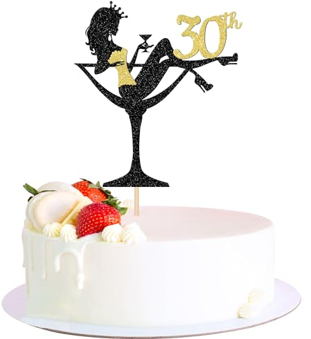 SYKYCTCY 1 Pack Happy 30th Birthday Cake Topper Glitter Heels Girls Bachelorette Cake Pick Cake Decorations for Girls Ladies Thirty Years Old Birthday Theme Party Supplies