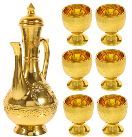 Alipis 1 Juego De Taza De Con Hervidor De Agua Dorado Taza De Oferta Vasos Jarra Cafetera Turca Juego De Cuenco De De Para Suministros Del Templo Del Hogar