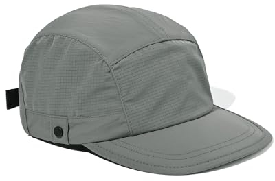 CLAPE Atmungsaktive Schnelltrocknend Sport Caps 5 Panel Running Caps Unstructured Leichte Baseball Cap Verstellbar UV-Schutz Outdoor Kappe Gray WBQSG1