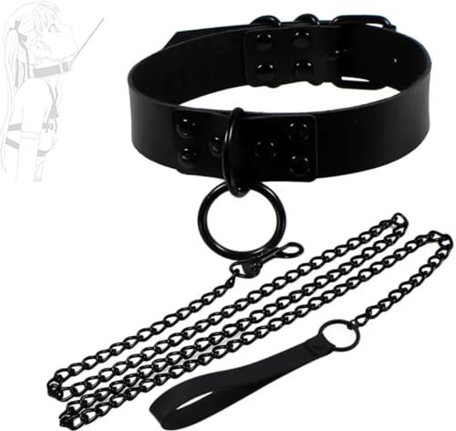 1 ensemble de colliers gothiques foncés avec colliers à cordon, colliers pour chiens, colliers amusants, manches, colliers unisexes à la mode, chaînes de collier