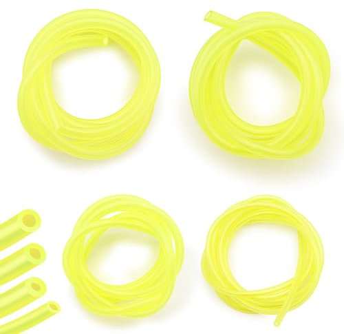 4 Pezzi 1M Tubo Benzina Decespugliatore, Tubo Benzina per Soffiatore, Decespugliatore, Motosega, Tosaerba, 4 Misure (Φ 3 x 6mm, 3 x 5mm, 2,5 x 5mm, 2 x 3,5mm)