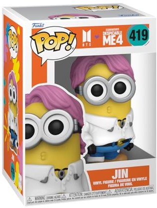 Funko POP! Rocks: Minions X BTS - Jin | Offizielles Musik Merch - Vinyl Sammelfigur als Regal Deko - Geschenkidee zum Geburtstag für Fans und Sammler