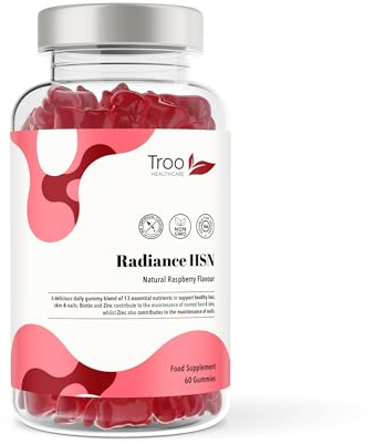Troo Health Care Radiance HSN 60 Raspberry Flavour Gummies | Advanced Hair Skin & Nails Supplement for Men & Women - 13 Essential Nutrients Inlcuding Biotin