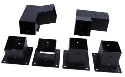 Staffe per Pergola, 6 Pezzi Staffa Angolare in Acciaio Legato Supporto per Palo Recinzione Kit Staffa di Montaggio per Pergola con Viti per Pali in Legno da 4x4 Pollici Tettoie