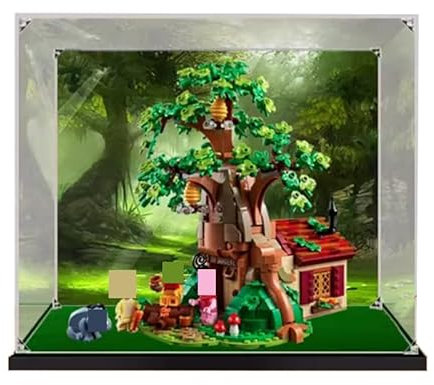 HCAEIOFJ Transparente Acryl-Vitrine für Lego Ideas 21326, anwendbar für Winnie Puuh Spielzeug-Schaukasten, Geschenk (nur Vitrine) (schwarze Unterseite + Hintergrund)