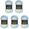 5 x 100g Wollbiene Batik Fine 500 Gramm Wolle mit Farbverlauf mehrfarbig Multicolor Strickwolle Häkelwolle (5010 blau grün aqua)