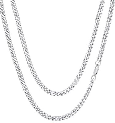 FaithHeart Edelstahl Halskette Herren Panzerkette 6MM breit Kette Jungs Kubanische Ketten 50CM Kettenlänge Männerkette Freundschaftskette Accessoire Schmuck