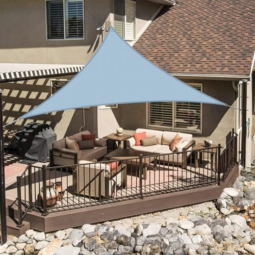 LOVE STORY Voile d'ombrage Triangulaire 2x2x2m Imperméable à l'eau PES Toile d'ombrage Bleu avec 95% de Protection UV pour Patio Extérieur Jardin