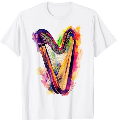 Harfe Musikinstrument Grafik Bunte Kunst Harfe T-Shirt