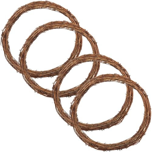 30cm Natural Grapevine Wreath, Vine Branch Ring, Rattan Making Supplies for DIY Autumn Christmas Crafting, Front Door Wall Hanging Round Plain Decor, Wedding and Party (4PCS)