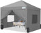 Quictent Pop Up Pavillon mit 4 Seiten, 3x3m Wasserdicht Event Shelter Baldachin mit Netzfenstern & Tragetasche, 4 Sandsäcke, Faltbares Partyzelt für Garten, Grillen, Camping - Grau