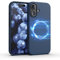 GLYXOR Coque Premium pour iPhone 16 Bleu Mat en Silicone, Compatible avec MagSafe, 4 Couches de Protection, Coque magnétique Fine, Antichoc et Anti-Rayures pour Apple iPhone 16 Slim Case