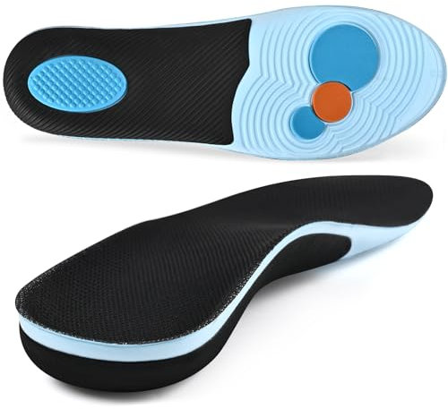 UFYVPKS Solette ortopediche per piedi piatti e sport, inserti per scarpe con supporto per arco, EVA ad alta elasticità, traspiranti e traspiranti, sollievo dal dolore ai piedi (40-40, nero)