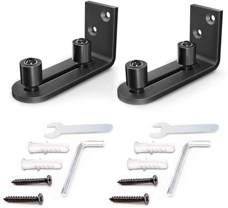 2 Pack Sliding Door Floor Guide - Carbon Steel Sliding Barn Door Floor Guides Kit Adjustable, Flush Sliding Door Track, Wall Mount Stay Roller Sliding for Sliding Doors Different Sizes, Protect Floor