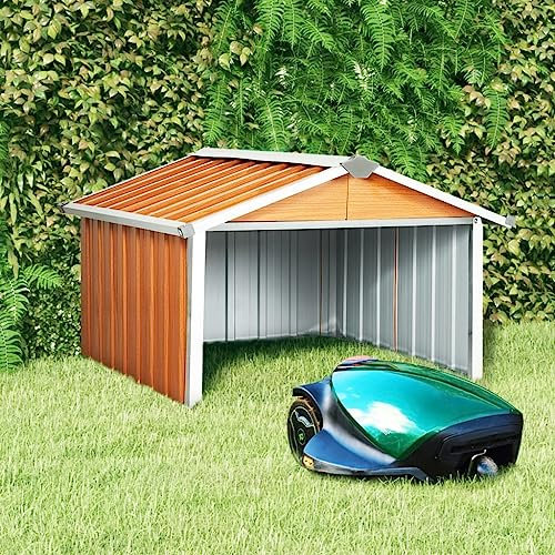 Myheimly Rasenmäher Garage 92x97x63 cm Verzinkter Stahl Braun