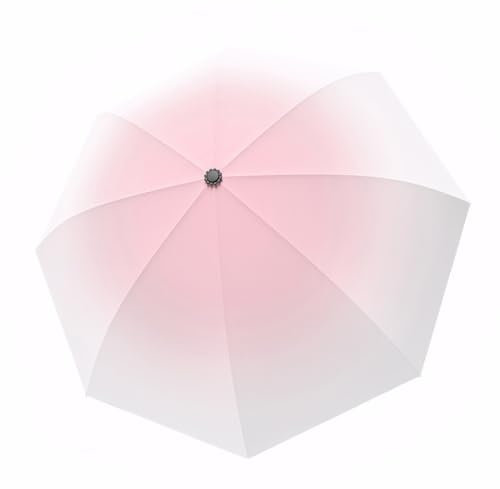 Meichoon Paraguas de Viaje con UPF 50 Protección UV Portátil y Compacto 12 Varillas Liviano Impermeable y a Prueba de Viento Sombrilla Elegante con Degradado para Senderismo y Mochileros Rosa