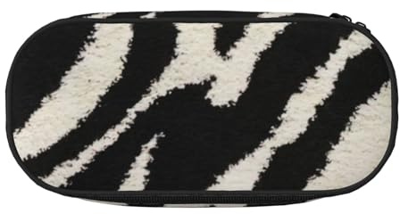 HUIopq Federmäppchen mit Zebra-Tierdruck, großes Fassungsvermögen, vielseitiges Federmäppchen, Schule, Büro, Make-up, Reisezubehör, Schwarz , Einheitsgröße, Taschen-Organizer