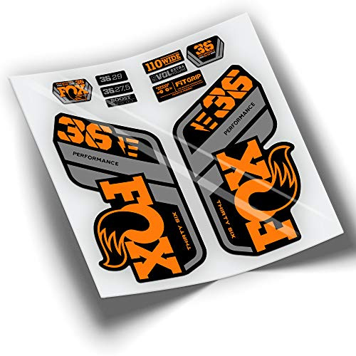 Ref: VP430 Aufkleber, kompatibel mit Fox 36 Gabel 2021–2025, zweifarbig, MTB, Aufkleber, Aufkleber für Mountainbikes, Orange
