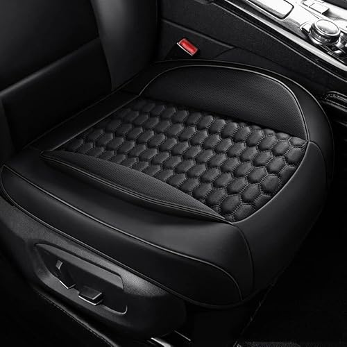 SNAHLPER Universelle Sitzkissen Auto für VW Transporter T6/T6.1 2015, Leder Sitzauflagen Vordersitze, rutschfest Wasserdicht Fahrer Sitzkissen, Ganzjahreskomfort,Black