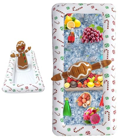 Kustimantu Aufblasbarer Kühler für Tisch, Verpackung für Lebensmittel und Getränke, Lebensmittelbehälter in Form eines Lebkuchenmanns für heißes Wetter, Grill, Pool, Garten, Outdoor, Picknick