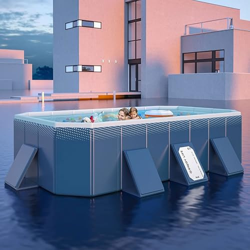 FOELANNE Family Lounge Pool, Non-Inflatable Rectangular Folding Swimming Pool Multiple Sizes Pack Of 4(1.8m/6ft)