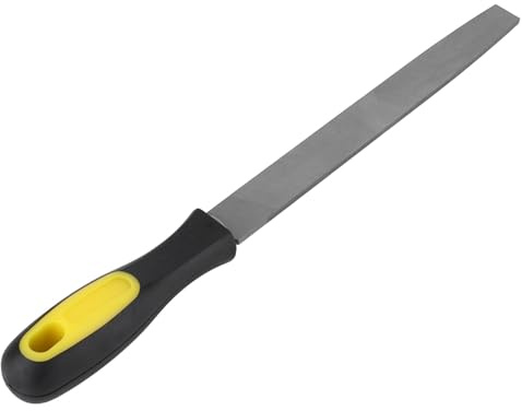 TOPINCN 8 Inch Flat File, Edge Deburring Rasp, Smooth Cut Mill File, Sharpening Tools, Trimming Abrasive Tool with Handle for Drills, Lawn Mower Blades, Garden Shears