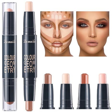 ARYIMYDP Doppia Testa Contouring e Illuminante Viso, Bronzer Essence 4 Tonalità, Effetto Naturale a Lunga Durata, Perfetto per il Trucco Quotidiano