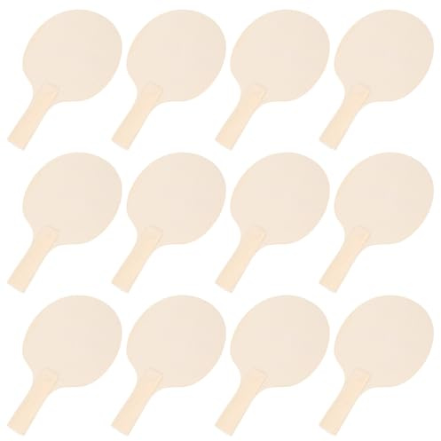 GARVALON 12 Pezzi Paddle da Ping Pong in Legno Grezzo per DIY Racchette da Tavolo Non Verniciate per Giochi Indoor e Outdoor Base per Pittura e Progetti Creativi