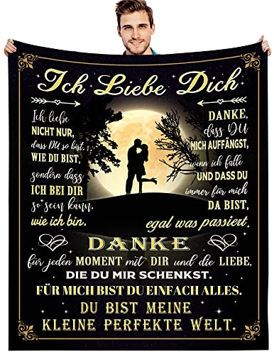 ECOSHOW Ich Liebe Dich Decke Geschenke für Männer Frauen Liebhaber Paare, Valentinstag Hochzeitstag Geschenke, Jahrestag Geschenk für Ihn Sie, Romantisches Geschenk Liebesdecke kuscheldecke 150x200cm