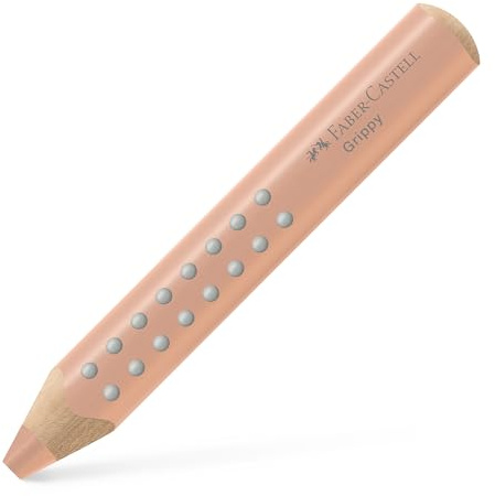 Faber-Castell - Buntstift Grippy Pfirsich 3-in-1 Malstift | Dicker Farbstift für Kleinkinder, ergonomischer Jumbo Buntstift mit Grip-Noppen, leicht abwaschbar