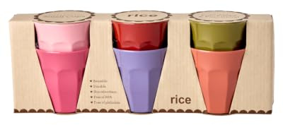 Rice Becher Set Melamin, mehrfarbig, 250 ml, 6er-Pack | BPA-frei, Mittelgroße Campingbecher, Picknickbecher, Spülmaschinengeeignet
