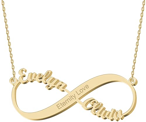 JoelleJewelryDesign Personalisierte Infinity Namenskette Silber 925,Gold Unendlich Kette mit Namen schmuck Damen Geburtstagsgeschenk für Frauen mädchen Mutter Tochter