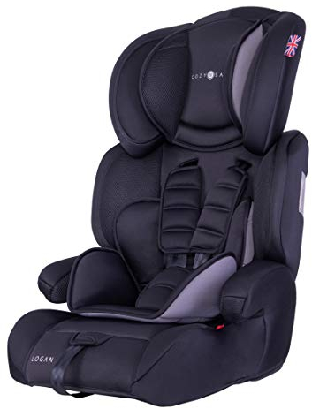 Cozy N Safe Logan Group 1/2/3 Car Seat 9-36kg, 9 Months to 12 Years, 5 Point Harness, Forward Facing, Side Impact Protection, Adjustable Headrest, Lightweight, Child, Toddler Car Seat - Black/Grey