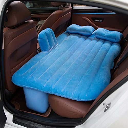 MILASIA Aufblasbare Auto Matratze 2 Kissen Rücksitz Luftbett Perfekt für Campamneto Beach Schwimmen, Blau