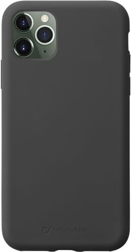 cellularline Sensation Schutzhülle für iPhone 11 Pro Max (weiche Silikonhülle, mit weichem kratzfestem Mikrofaser-Innenfutter) Schwarz