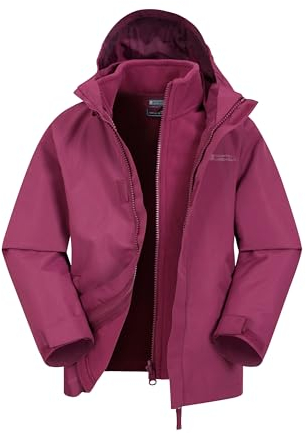 Mountain Warehouse Fell Imperméable Enfant 3 En 1 - Veste Chaude Garçon, Polaire Intérieure Détachable Et Capuche Pliable, Veste Légère De Mi-Saison Pour Fille Rouge Cerise 11-12 ANS