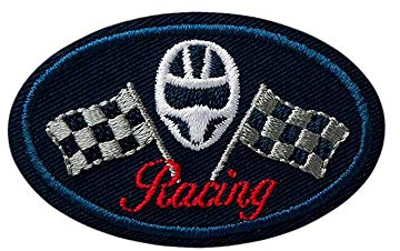 Bügelbild Aufnäher Patch Applikation zum Aufbügeln Motorrad Racing Helm Flagge 6,0 x 3,7 cm