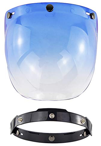 Breale Vintage Motorrad Open Face Helm Visier UV Schutz Scooter Helm Bubble Visier drei Snap auf Schild Winddichte Objektiv für Motorradhelme Zubehör