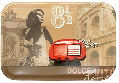 Lashuma Kunststoff Serviertablett 38x26 cm, Melamintablett braun Design: Rom, Eckiges Geschirrtablett