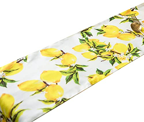 Mokyler Zitronen-Tischläufer, gelbe Tischläufer, Esstischdecke, Frühling, Sommer, Zitronen-Tischmatten für Küche, Esszimmer, Kaffee, Schreibtisch, Heimpartys, 30 x 179,8 cm