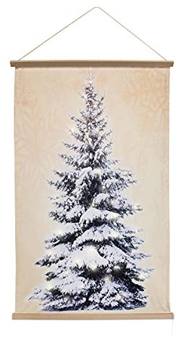 The Christmas Workshop 71119 Pre-Lit Christmas Tree Wall Art/Durable Fabric Tapestry/Warm White LEDs/Decorative Wall Hanging