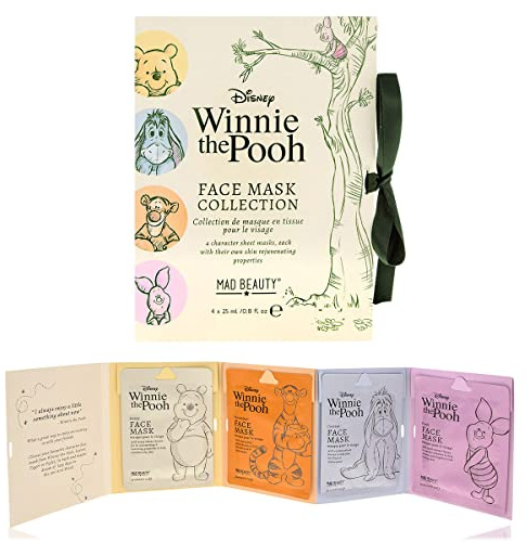 MAD BEAUTY Disney Winnie the Pooh Sheet Face Masks Collection, Coconut, Peach, Honey, & Passionfruit Favorite Characters, Hydrating & Soothing