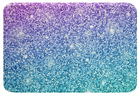 Homewish Mädchen Badematte,3D Druck Rosa Glitzer Badeteppiche Kinder Frauen Girly Türkis Regenbogen Teppich Blau Rosa Lila Türteppich,Boden Rutschfester Teppich Fußmatte Schlafzimmer Teppich 20x 32