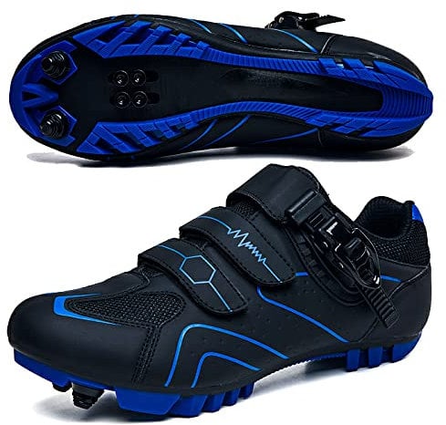 GZQIAWY Radfahren MTB Schuhe Herren Sport Route Cleat Road Dirt Bike Speed Flat Sneaker Racing Damen Fahrrad Mountain SPD Biking Blaue und Schwarze Berge 45